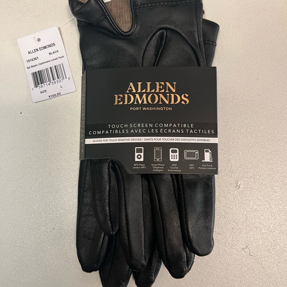 Allen Edmonds Cashmere Lined Leather Tech Gloves - Picture 3 of 8